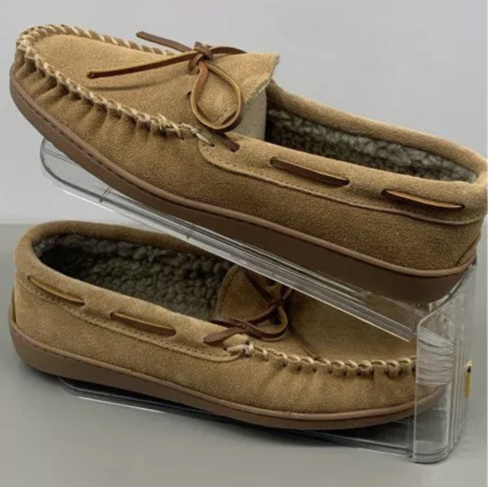 Minnetonka Pile Lined Hardsole Indoor/Outdoor Tan Shoes Size 9 NWOT MSRP $75